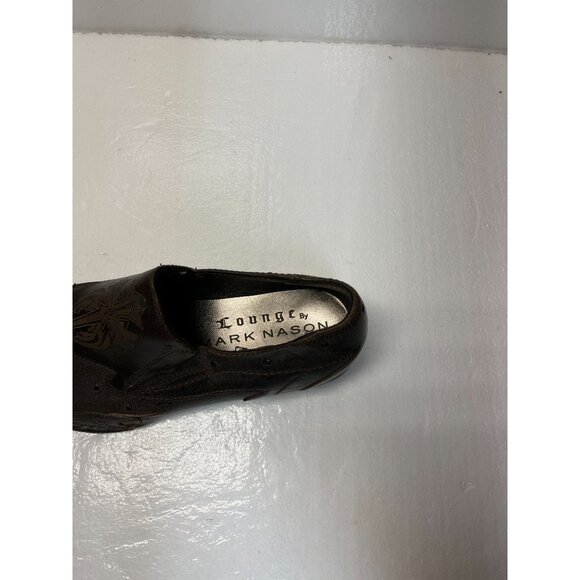 Mark Nason Brown Leather Slip-On Mens Dress Shoes‎ Size 10.5 With Western Design - Picture 9 of 14